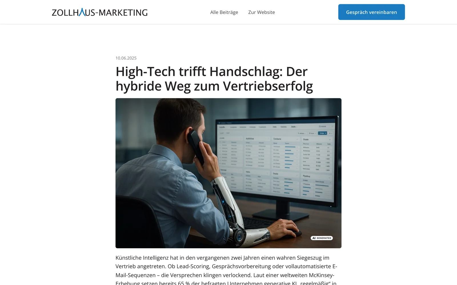 Ein Artikel im Siro-Blog mit gekennzeichnetem KI-Bild